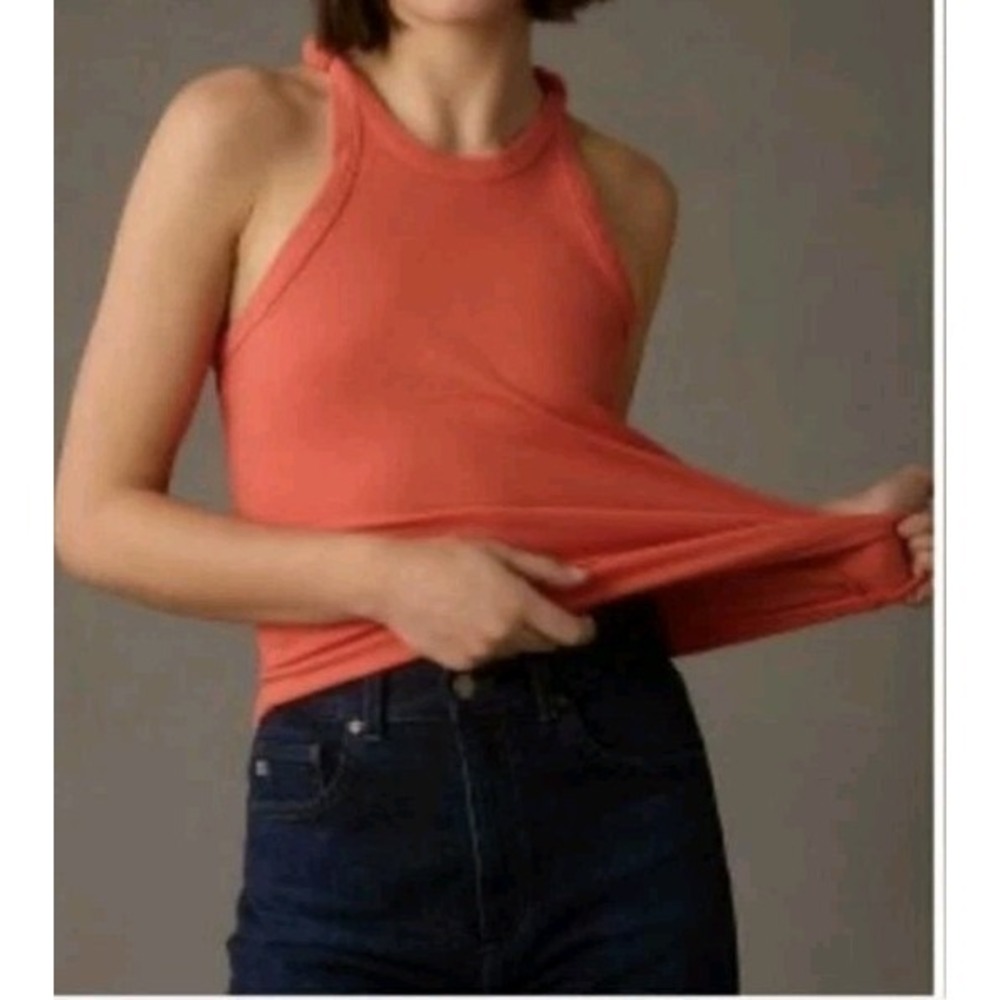 Anthropologie Pilcro Knot Detail Racerback Tank Coral Size XS NWT $38